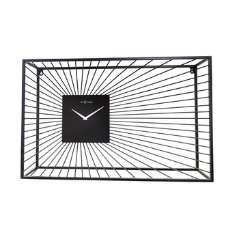 NeXtime – Zegar ścienny 3D Vasco, czarny metalowy, 70×45×15 cm
