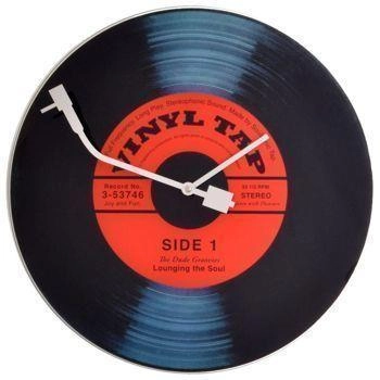 NeXtime – Zegar ścienny Vinyl Tap retro ze szkła, czarny, 43 cm