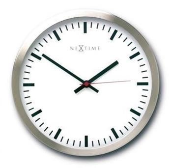 NeXtime – Zegar ścienny Stripe z mechanizmem płynącym, stal nierdzewna, biały, 25 cm