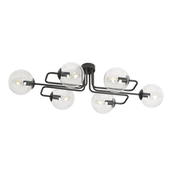 Emibig - Lampa sufitowa Brendi 6A BL transparent - szerokość 96 cm, średnica kloszy 14 cm, stal lakierowana, szkło