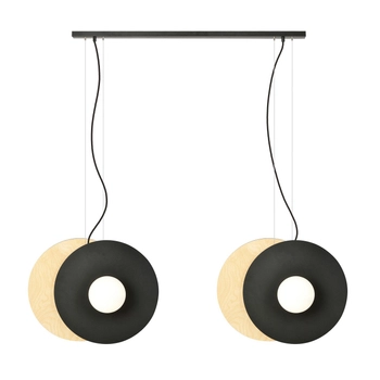 Emibig - Lampa wisząca Soho 4 BL opal - szerokość 50 cm, stal lakierowana proszkowo, sklejka, szkło