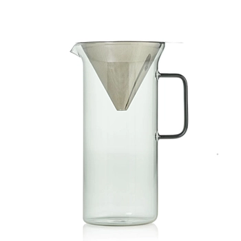 AdHoc - Zaparzacz przelewowy IMPACT – szare szkło, stal nierdzewna, 1000 ml