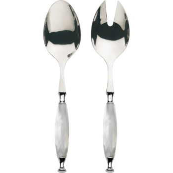 Casa Bugatti - Zestaw sztućców do sałatek Country – biały, chromowany pierścień, 2 elementy