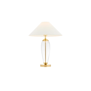 Kaspa - lampa stołowa Rea Gold - szklana podstawa, wysokość 60 cm, biało - złota