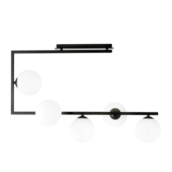 Emibig - Lampa sufitowa Soma 5 BL opal - szerokość 83 cm, stal lakierowana proszkowo, szkło