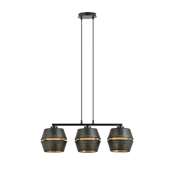 Emibig - Lampa wisząca Malia 3 black - szerokość 75 cm, stal lakierowana, abażur