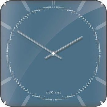 NeXtime - Zegar ścienny Michael Square Dome – niebieski, 35x35 cm