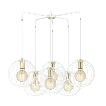 Emibig - Lampa wisząca Albio 6 white - wysokość max 100 cm, stal lakierowana