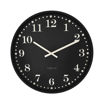 NeXtime - Zegar ścienny Dickens Large – czarny, 50 cm, cichy mechanizm