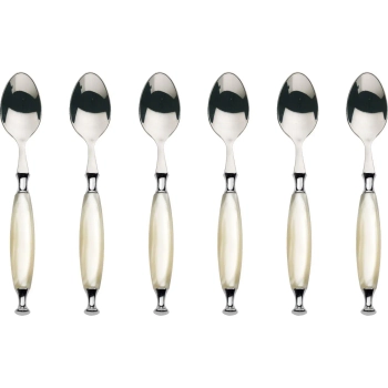 Casa Bugatti - Zestaw 6 łyżeczek do Mokka Country – perłowa kość słoniowa, chromowany pierścień