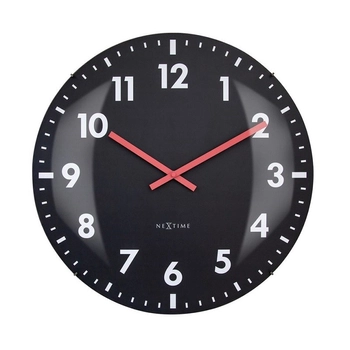 NeXtime – Zegar ścienny Duomo 50 cm – czarny, szklany, bezgłośny