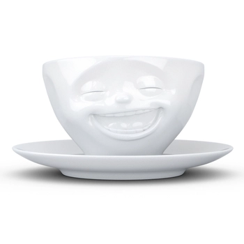 58Products - Porcelanowa filiżanka do kawy "Radosna" - biała - 0,2 l