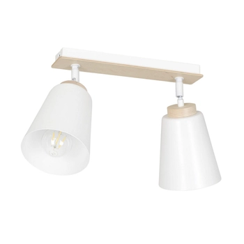 Emibig - Lampa sufitowa Atlas 2 white - szerokość 55 cm, stal lakierowana, sklejka