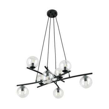 Emibig - Lampa wisząca Essa 8 transparent - wysokość max 100 cm, stal lakierowana, szkło