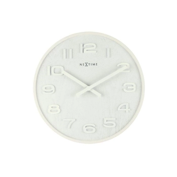 NeXtime - Zegar ścienny Wood Wood Medium – biały, 35 cm