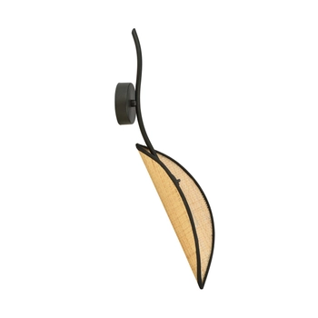 Emibig - Kinkiet ścienny Lotus K1 black/rattan - wysokość 39 cm, stal  lakierowana, abażur