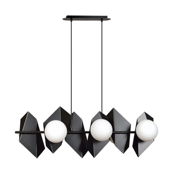 Emibig - Lampa wisząca Drifton 6 black - szerokość 100 cm, średnica kloszy 15 cm, stal lakierowana, szkło