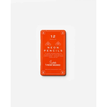 Printworks - Zestaw 12 kredek kolorowych Neon – drewno lipowe, metalowe etui