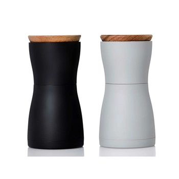 AdHoc - Zestaw młynków do pieprzu i soli TWIN - czarny i jasnoszary, wysokość 13,30 cm
