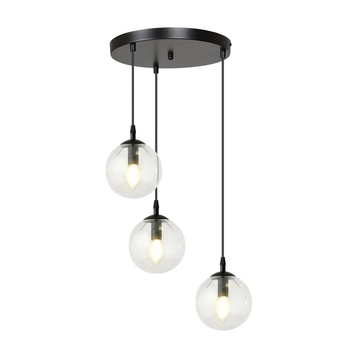 Emibig - Lampa wisząca Cosmo 3 BL Premium transparent - wysokość max 100 cm, stal lakierowana, szkło