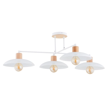 Emibig - Lampa sufitowa Kobe 4 white - wysokość 30 cm, stal lakierowana proszkowo, drewno