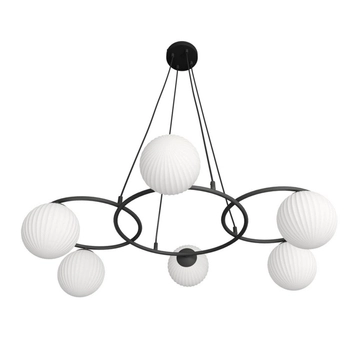 Emibig - Lampa wisząca Libra 6 BL opal - wysokość max 140 cm, stal lakierowana proszkowo, szkło