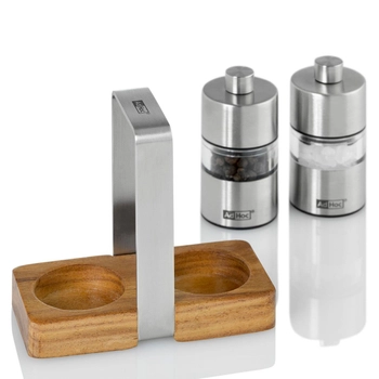 AdHoc - Młynki do pieprzu i soli MENAGE MINIMILL - srebrne, wysokość 6,20 cm