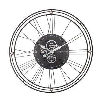 NeXtime – Zegar ścienny Roman Gear Clock XXL, czarno-srebrny, 90,5 cm