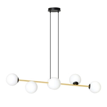 Emibig - Lampa wisząca Gravity 6 BL black/opal - szerokość 110 cm, stal lakierowana, szkło
