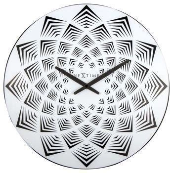 NeXtime – Zegar ścienny dekoracyjny Bloom, biało-czarny, 39,5 cm