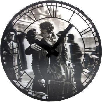 NeXtime – Zegar ścienny Kiss me in Paris, czarny, 39 cm