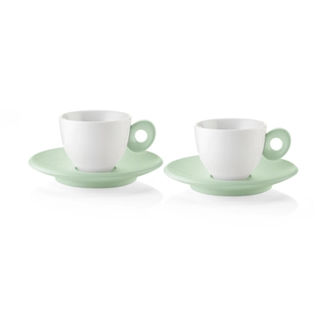 Guzzini - Zestaw 2 filiżanek do espresso ze spodkami – miętowy, 50 ml