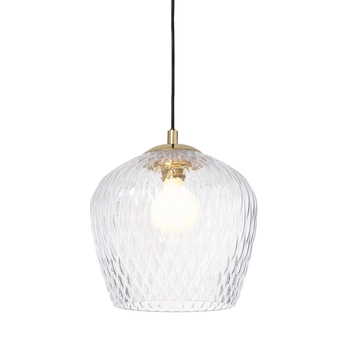 Kaspa - Lampa wisząca Venus 1 - wysokość klosza 25 cm, średnica klosza 28 cm, transparentno - czarno - złota