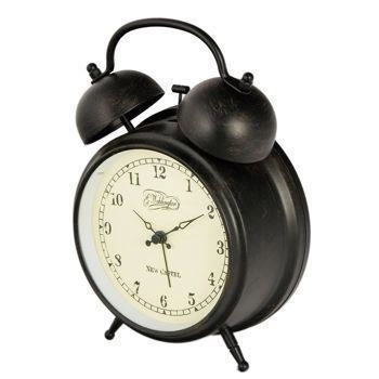 NeXtime – Zegar stołowy retro Aaltje, czarny metal, 24x31 cm