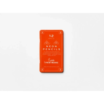 Printworks - Zestaw 12 kredek kolorowych Neon – drewno lipowe, metalowe etui