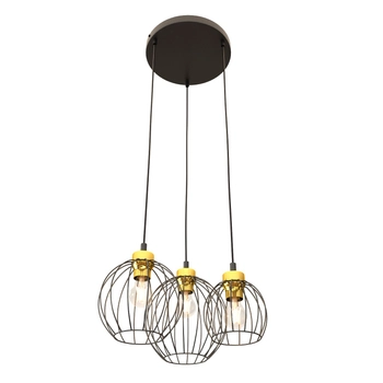 Emibig - Lampa wisząca Nando 3 PREM BL black/gold - wysokość max 140 cm, stal malowana proszkowo