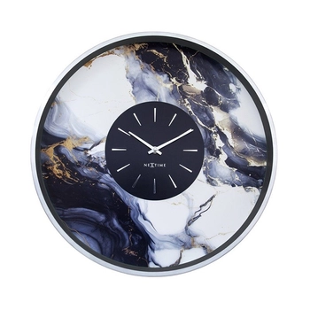 NeXtime – Zegar ścienny dekoracyjny Marble Duo – czarno-biały, 48 cm