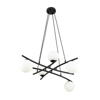 Emibig - Lampa wisząca Essa 5 opal - wysokość max 100 cm, stal lakierowana, szkło