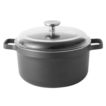 BergHOFF – Garnek aluminiowy z pokrywką GEM – 24 cm, 4,9 l, czarny mat