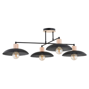 Emibig - Lampa sufitowa Kobe 4 black - wysokość 30 cm, stal lakierowana proszkowo, drewno