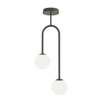 Emibig - Lampa sufitowa Atria 2 BL opal - wysokość 75 cm, stal lakierowana proszkowo, szkło