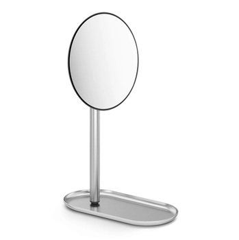 Zack - lustro z podstawką Olomo - średnica lustra 14,60 cm, stal nierdzewna