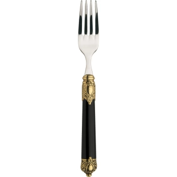 Casa Bugatti - Widelec deserowy Rinascimento – czarny, złoty pierścień