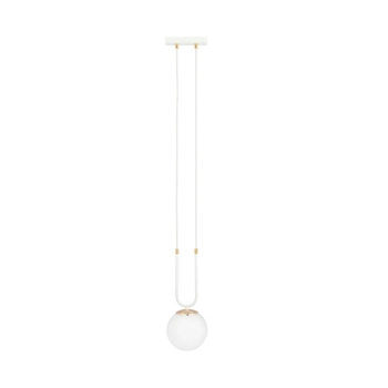 Emibig - Lampa wisząca Glam 1 white / opal - wysokość max 115 cm, stal lakierowana, szkło