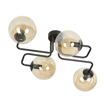 Emibig - Lampa sufitowa Brendi 4 BL miodowy - szerokość 55 cm, średnica kloszy 14 cm, stal lakierowana, szkło
