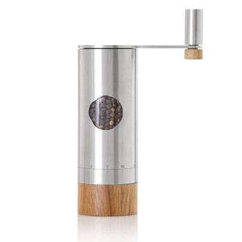 AdHoc - Młynek do pieprzu lub soli z systemem przekładni POWERMILL - srebrny, wysokość 20 cm