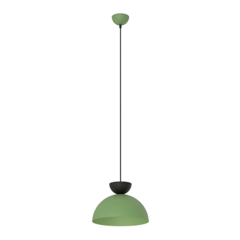 Emibig – Lampa wisząca Lunaro 1S – półkolisty klosz, matowa zieleń, 30 cm