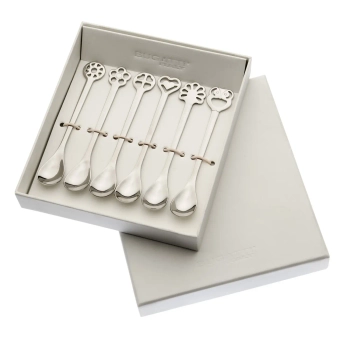 Casa Bugatti - Łyżeczki mokka PortaFortuna – srebrne, zestaw 6 sztuk, stal nierdzewna 18/10