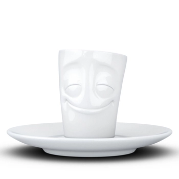 58Products - Porcelanowy kubek, filiżanka do espresso „Radosny“ - biały, pojemność 80 ml