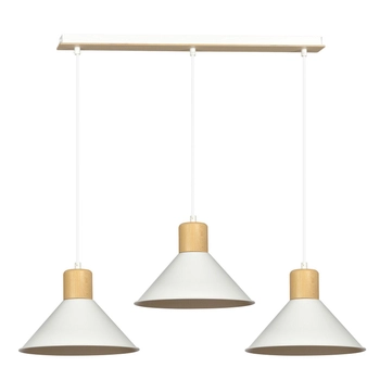 Emibig - Lampa wisząca Rowen 3 white - wysokość max 100 cm, stal lakierowana, drewno